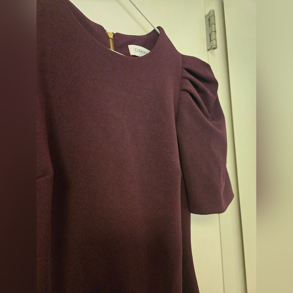 EUC Calvin Klein Dark‎ Purple Short Sleeve Dress - Picture 3 of 6